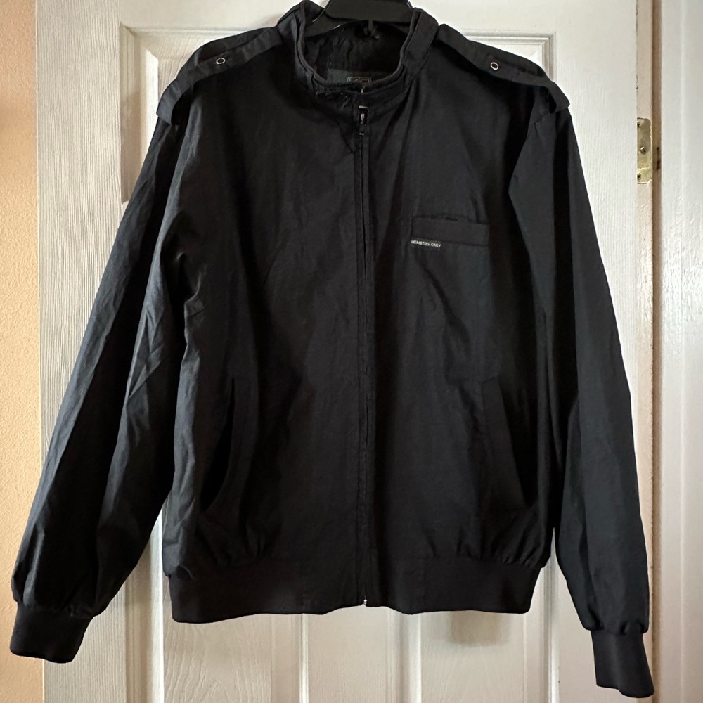 Vintage “Members Only” Black Windbreaker Jacket